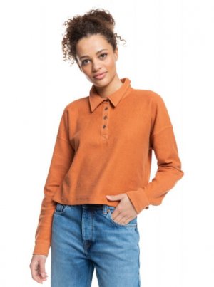Рубашка-поло с длинным рукавом All Day Every Roxy. Цвет: оранжевый
