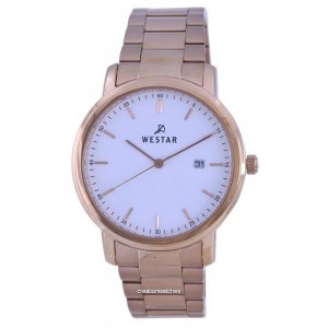 Кварцевые мужские часы из нержавеющей стали с белым циферблатом цвета розового золота 50243 PPN 601 Westar