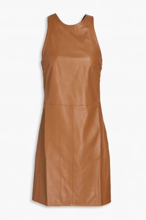 Кожаное мини-платье с вырезом халтер , светло-коричневый Loulou Studio