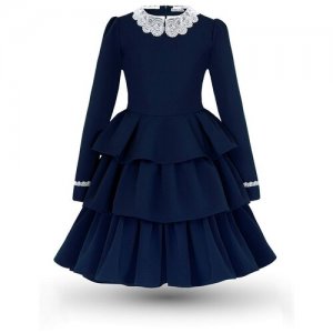 Школьное платье , размер 134-140, белый, синий Alisia Fiori. Цвет: синий/белый