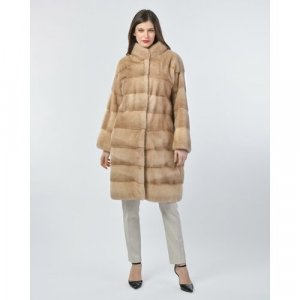 Пальто , норка, силуэт свободный, карманы, размер 40, бежевый Manakas Frankfurt. Цвет: бежевый