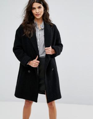 Свободное двубортное пальто BA&SH. Цвет: черный