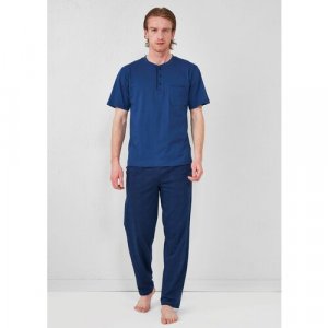 Пижама, брюки, футболка, размер 48, синий Relax Mode. Цвет: синий
