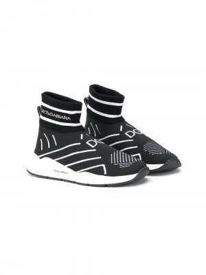 Трикотажные кроссовки-носки Dolce & Gabbana Kids. Цвет: черный
