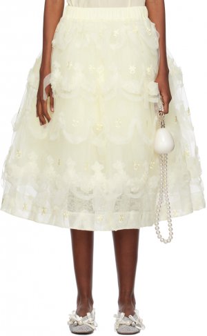 Кремового цвета Многослойная юбка-миди Cake Simone Rocha