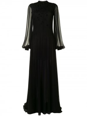 Платье со складками и длинными рукавами Carolina Herrera. Цвет: черный