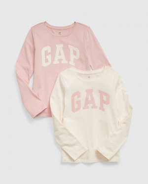 Набор из двух розовых футболок для девочек с логотипом Gap, розовый GAP