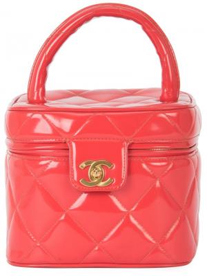 Стеганый чемоданчик для косметики Chanel Vintage. Цвет: красный