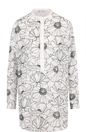 Удлиненная шелковая блузка с принтом Loro Piana. Цвет: белый