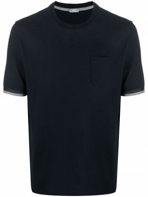 Contrast-cuff cotton T-shirt Zanone. Цвет: синий