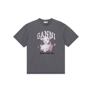 Футболка t-shirt mit logo-print volcanic ash Ganni, мультиколор GANNI