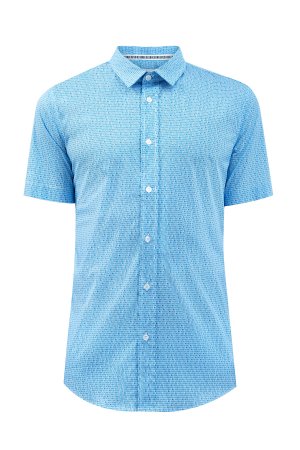 Хлопковая рубашка из джерси с коротким рукавом BIKKEMBERGS. Цвет: голубой