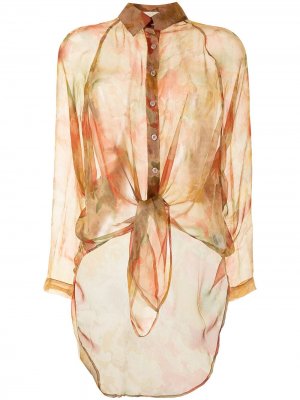 Блузка с завязками Mes Demoiselles. Цвет: оранжевый