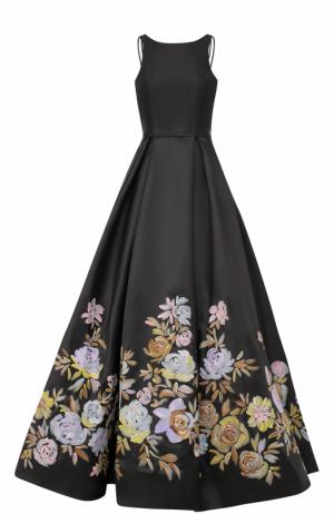 Приталенное платье-макси с цветочным принтом Basix Black Label. Цвет: черный