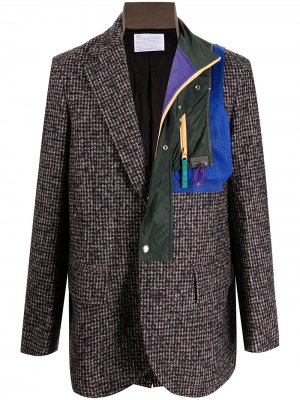 Твидовый пиджак асимметричного кроя Kolor. Цвет: коричневый