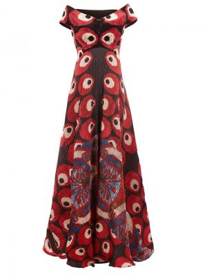 Плиссированное платье с открытыми плечами Afroditi Hera. Цвет: многоцветный