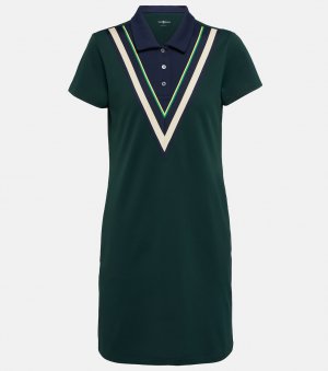 Мини-платье поло из пике с узором шеврон TORY SPORT, зеленый Sport