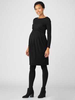 Персиковое платье миди для беременных и кормящих мам , черный Seraphine