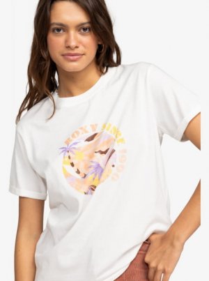 Свободная женская футболка Summer Fun Roxy. Цвет: snow white