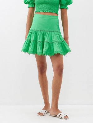 Хлопковая мини-юбка argy с кружевной отделкой , зеленый Charo Ruiz
