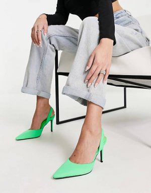 Гламурные зеленые туфли на каблуке с пяткой сзади Glamorous