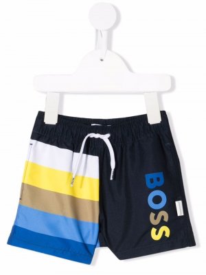 Плавки-шорты в стиле колор-блок BOSS Kidswear. Цвет: синий