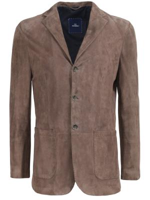 Замшевый пиджак Enrico Mandelli. Цвет: коричневый
