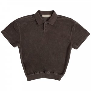 Детская рубашка-поло с короткими рукавами Fear of God Essentials, цвет Off Black Essentials
