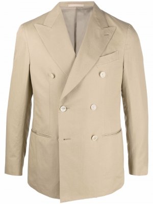 Double-breasted cotton-linen blazer Caruso. Цвет: бежевый