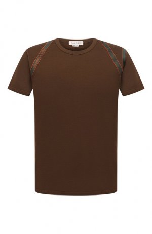 Хлопковая футболка Alexander McQueen. Цвет: коричневый