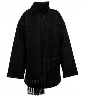 Куртка-шарф с вышивкой из смесовой шерсти TOTEME, черный Totême