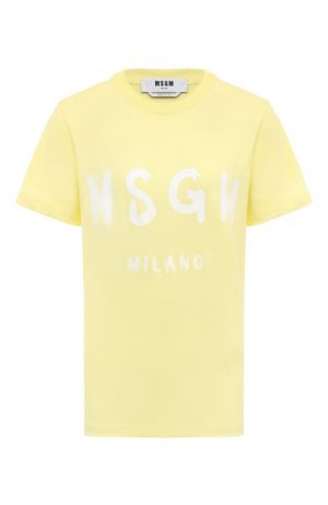 Хлопковая футболка MSGM. Цвет: жёлтый