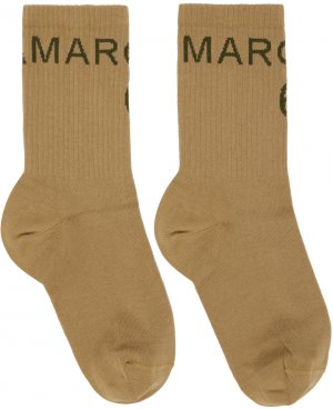 Бежевые носки бутлег MM6 Maison Margiela