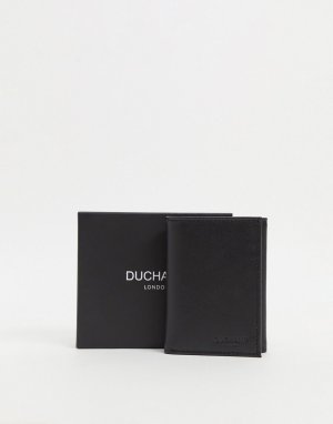 Кожаный бумажник тройного сложения Duchamp-Черный цвет DUCHAMP