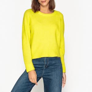 Пуловер короткий с вырезом-лодочкой из полушерстяной ткани SAMSOE AND. Цвет: желтый