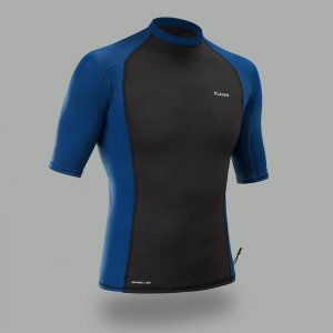 УФ-рубашка мужская с УФ-защитой 50+ неопреном и лайкрой черная/синяя OLAIAN, цвет blau Olaian