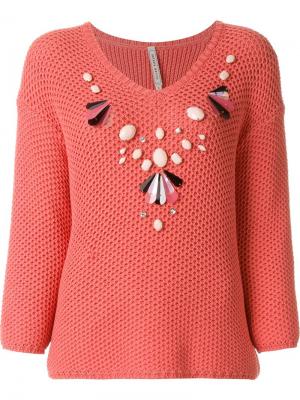 Декорированный свитер Antonio Marras. Цвет: розовый и фиолетовый