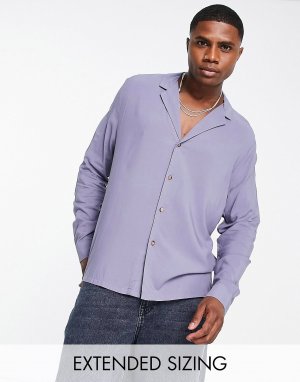 Свободная вискозная рубашка сланцево-серого цвета ASOS DESIGN с глубоким реверансом