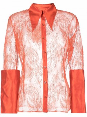 Рубашка с атласной вставкой Almaz. Цвет: оранжевый