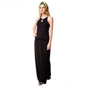 Черное длинное летнее платье (6600, черный, размер: 42) Mondigo. Цвет: черный