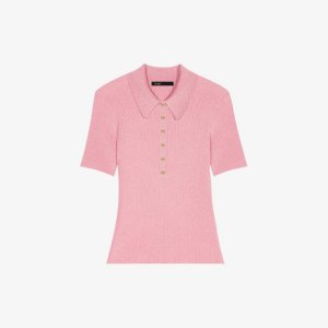 Рубашка-поло из эластичного трикотажа с короткими рукавами , цвет roses Maje