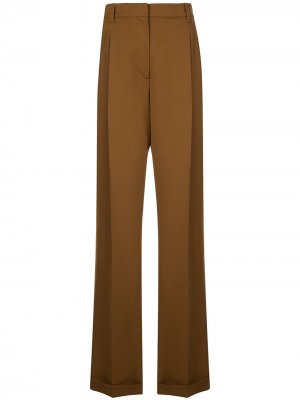 Расклешенные брюки со складками Oscar de la Renta. Цвет: коричневый