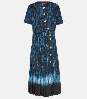 Плиссированное платье миди с принтом myrtle, синий Altuzarra