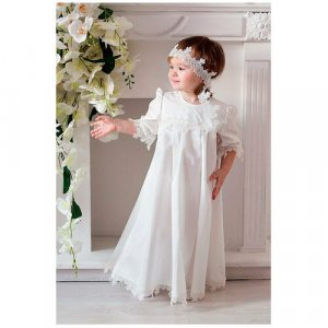 Крестильное платье , размер 3-6, белый Makkaroni Kids. Цвет: белый