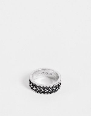 Серебристое кольцо с эмалью -Серебристый Icon Brand