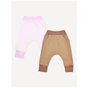 1001А-25 Комплект из 2-х штанишек 74, коричневый+розовый LEO. Цвет: розовый/коричневый