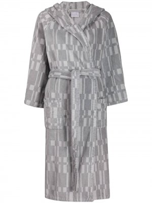 Халат с капюшоном и геометричным принтом Hermès. Цвет: серый