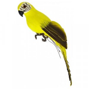 Попугай перьевой Пират малый пиратский на плечо, цвет желтый, размер 25 см. Пиратская вечеринка. Happy Pirate. Цвет: желтый