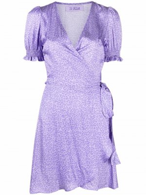 Платье с запахом и леопардовым принтом Mc2 Saint Barth. Цвет: фиолетовый