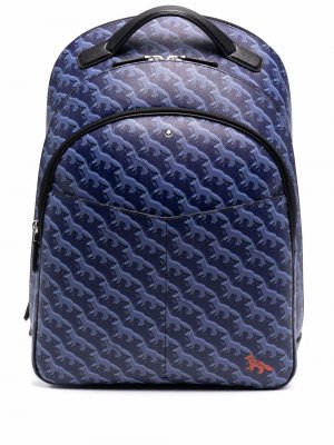 Рюкзак с монограммой Maison Kitsuné. Цвет: синий